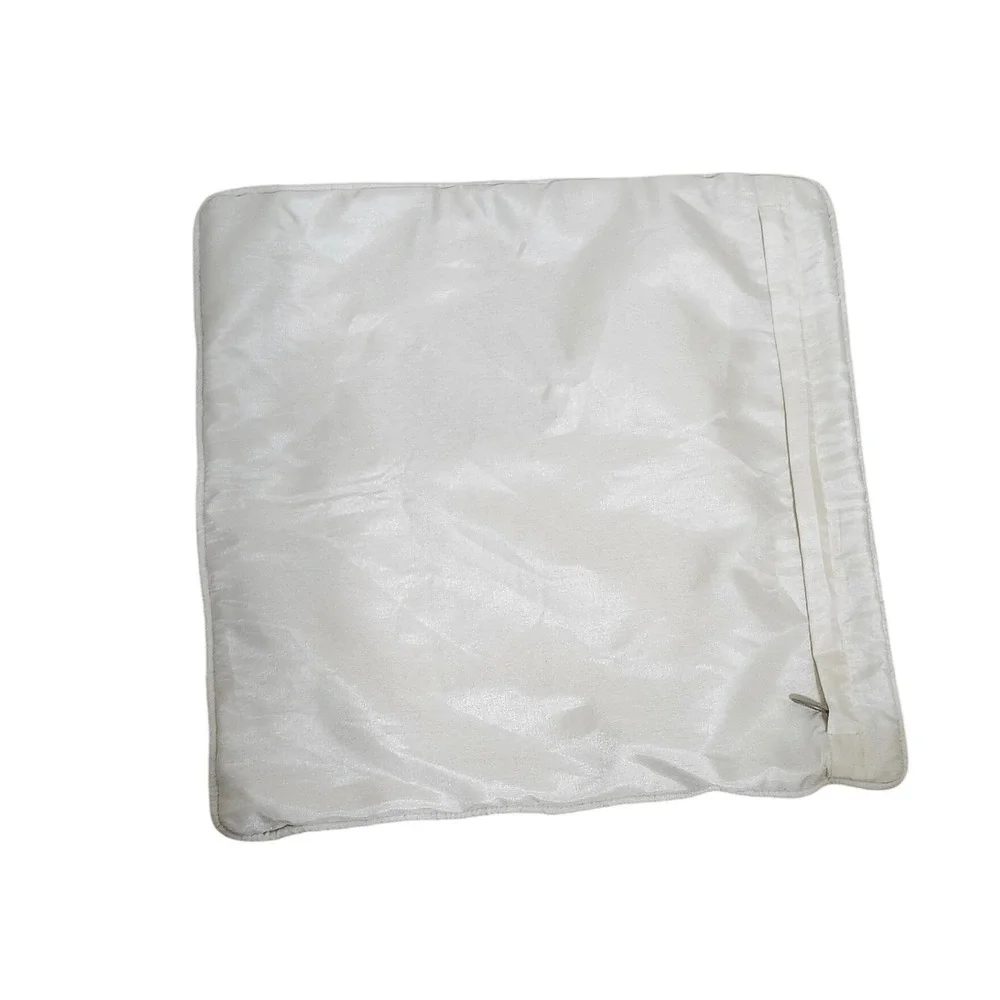 Pier‎ 1 Imports Floral Embroidered Beaded Throw Pillow Cover Ivory Square